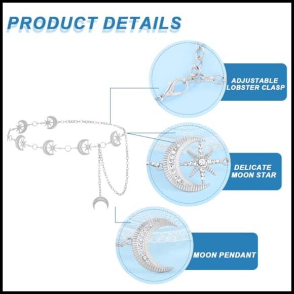 Rhinestone Moon Star Waist Chain Adjustable Body Jewelry Belt main image 6